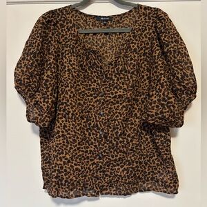 Madewell Leopard Print Button Blouse Size L